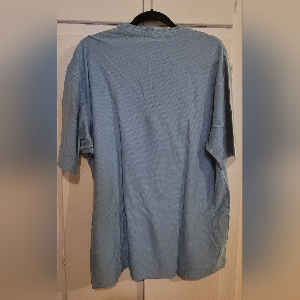 Perry Ellis Short Sleeved Shirt Size XL Baby Blue - Picture 2 of 3
